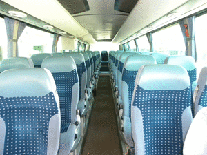 Detalle de los asientos del autobus